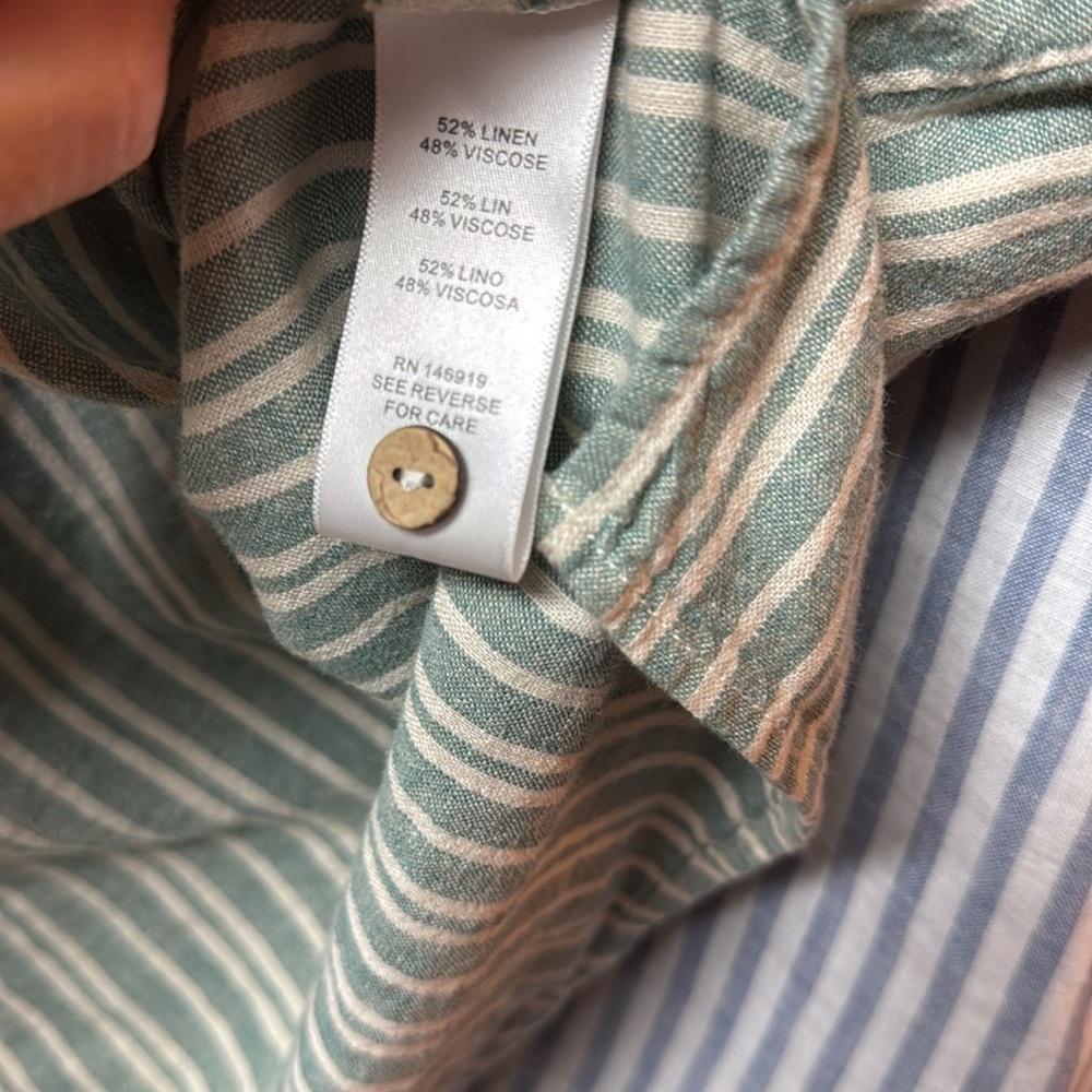 Casa Cabana Green Striped Sleeveless Button-Down Shirt - Picture 6 of 6